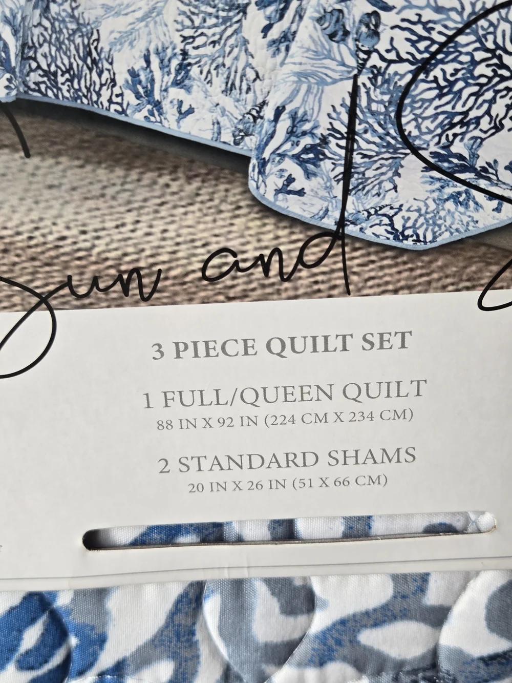 Sun and Sea Full Queen Set NWT Quilt And Shams (OEKO TEX Standard 100)